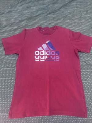 Adidas kids t-shirts used, red and dark blue, size 164 cm