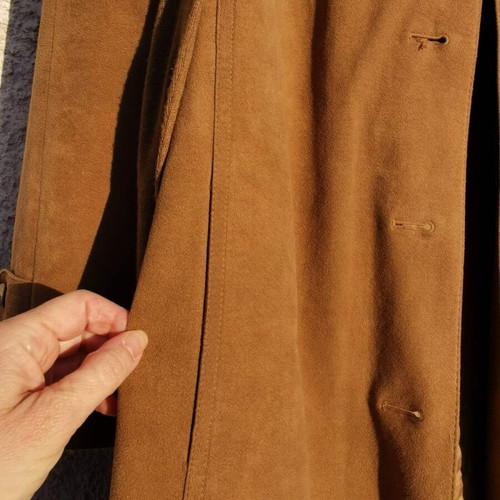 Grosse classic women's suede trench coat with buttons, mustard color