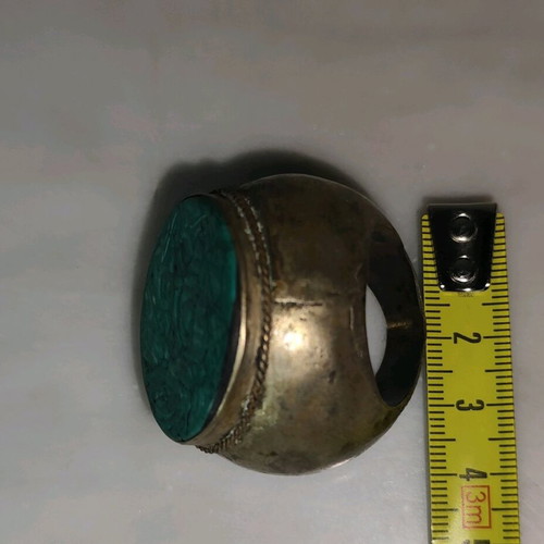 Turquoise tribal ring used, silver base