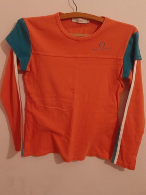 Vintage Toi&Moi blouse used, red and turquoise, sizes S-M