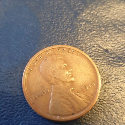 Lincoln cent 1918 used, no motto, WW1 start