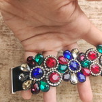 Glamorous bracelet with multicolored crystals and rhinestones