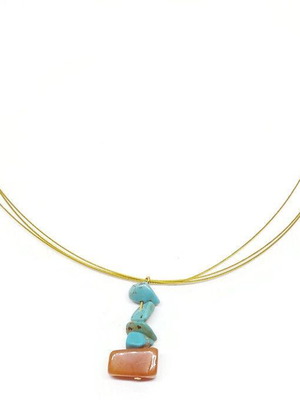 Handmade necklace with turquoise and agate GVFK012 new