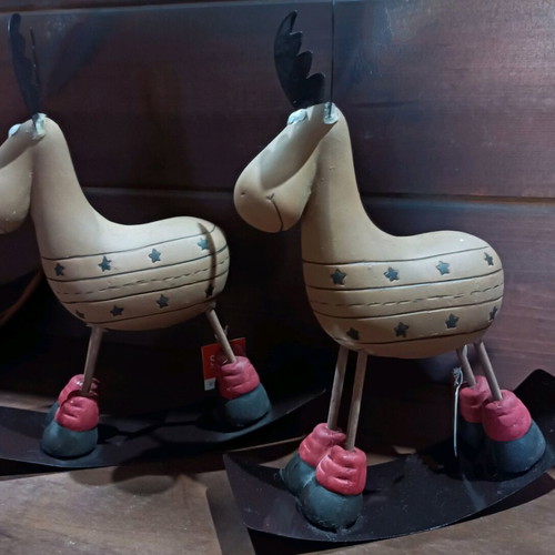 Vintage ceramic rocking reindeer set of 2 new
