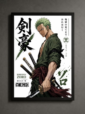 One Piece Zoro framed poster 30x40cm