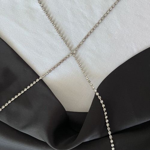Satin backless top with rhinestone straps like new, Shein, black, size S