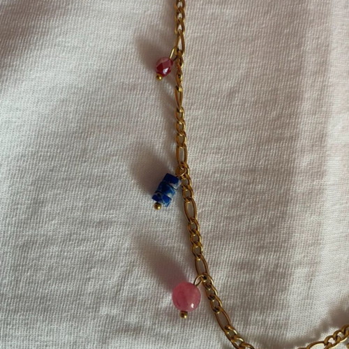 Gold charm necklace colorful like new