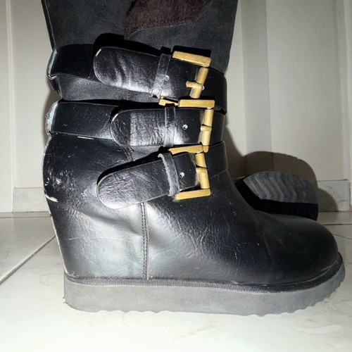 Women's boots used, size 41, black with inner fur