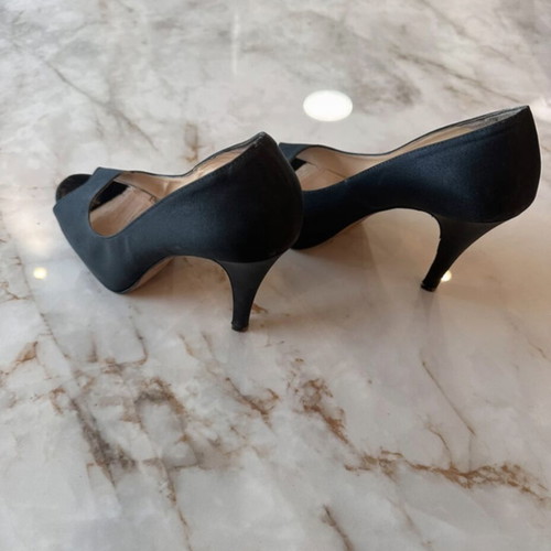 Sagiakos black peep-toe pumps satin look size 38 like new