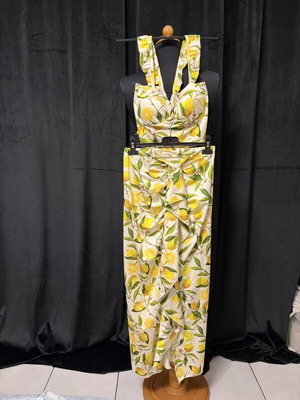 Top and skirt set with lemon print, size M