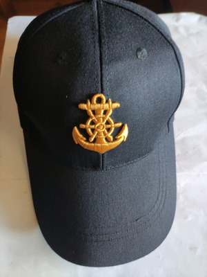 Hat with embroidered anchor black one size adjustable new