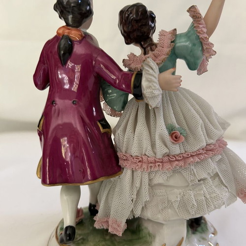 Friedrich Wilhelm Wessel German porcelain Dresden lace figurine couple