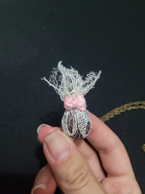 Easter Egg Necklace handmade, like new, white and brown