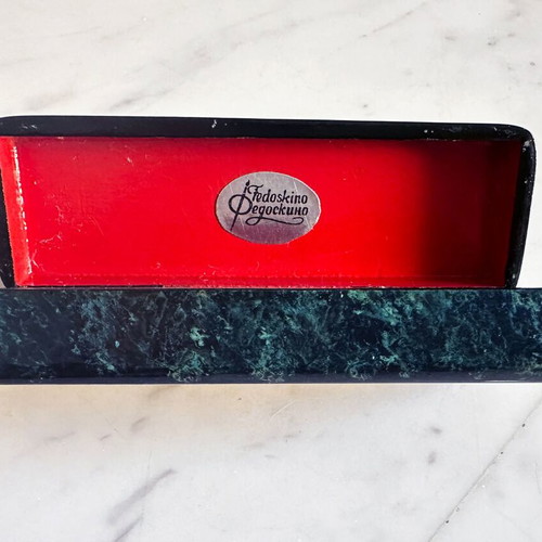 Fedoskino hand-painted jewelry box vintage 1980s like new