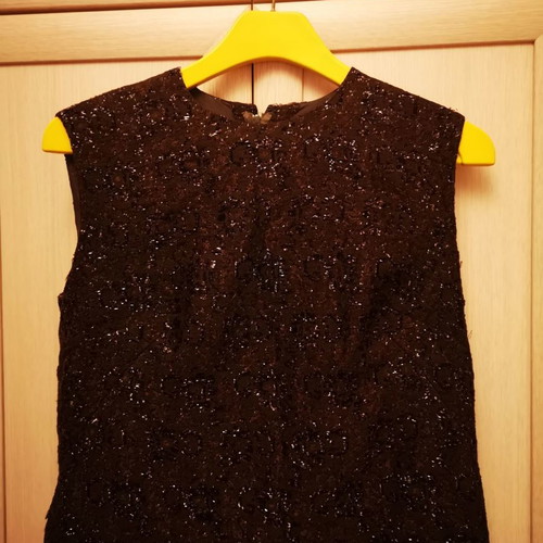 Evening dress used with crystals and gold trims brown XL