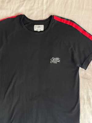 Sixth June slim tee like new, black with red and green stripes, size M