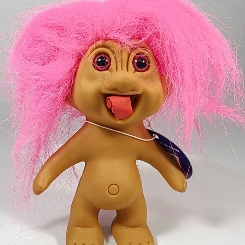 Vintage Wishnik Troll Nasty Trolls 10cm with Pink Hair 1991 like new