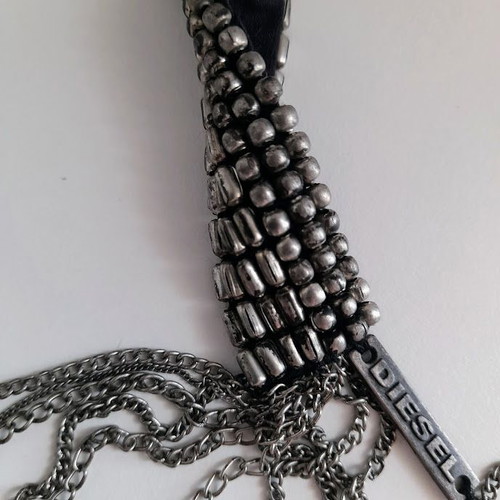 Diesel necklace 89 cm like new, black and silver