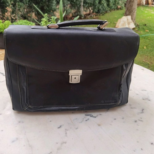 Samsonite leather briefcase used, black with multiple compartments