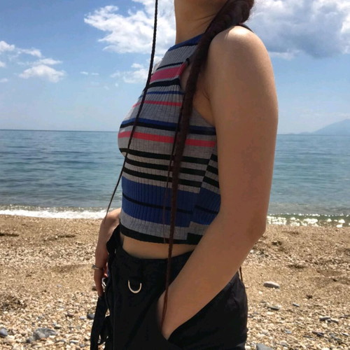 Rib Crop Top Stradivarius like new, colorful stripes, size M