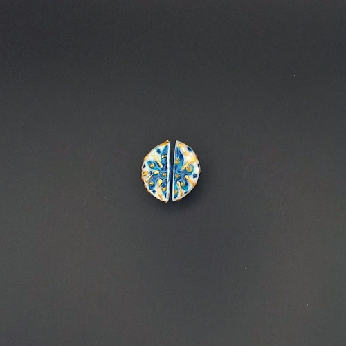 Handmade Ceramic Earrings with Painted Patterns and Glass Coating