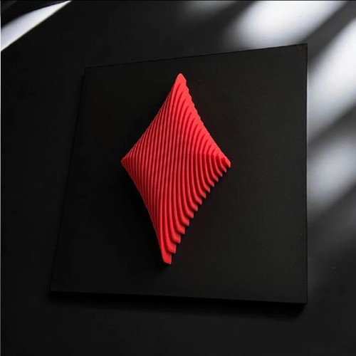 Wall art layered diamond refurbished, 18 x 18 cm