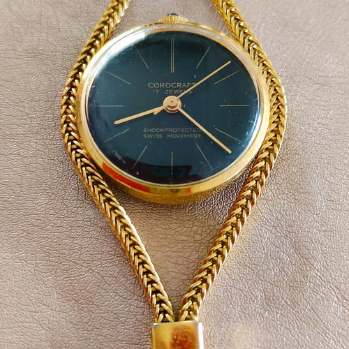 Vintage pendant watch used, wind-up, 1970s with case