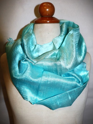 Silk Scarf Authentic Raw Siam Silk 1.70x0.33m Blue SL140