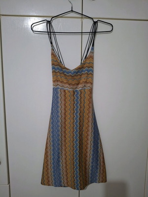 Short summer dress used, blue and brown