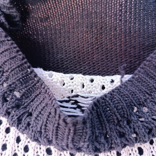 Crochet black and white sweater medium used, cotton, mesh knit