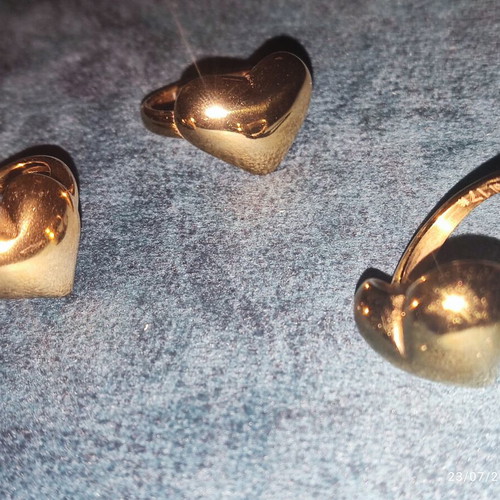 Stainless Steel Rings new, gold color, heart shape, set of 3