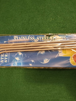 Set of 4 Stainless Steel Eco-Friendly Straws with Cleaning Brush