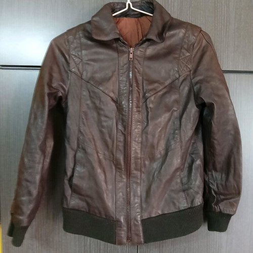 Women's leather jacket used, brown, size M