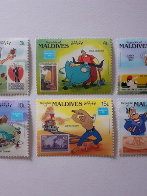 Maldives Walt Disney stamp set 6 mint American folklore 1986