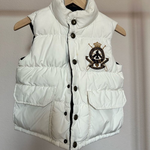 Ralph Lauren kids sleeveless puffer vest like new, white-blue size S (7)