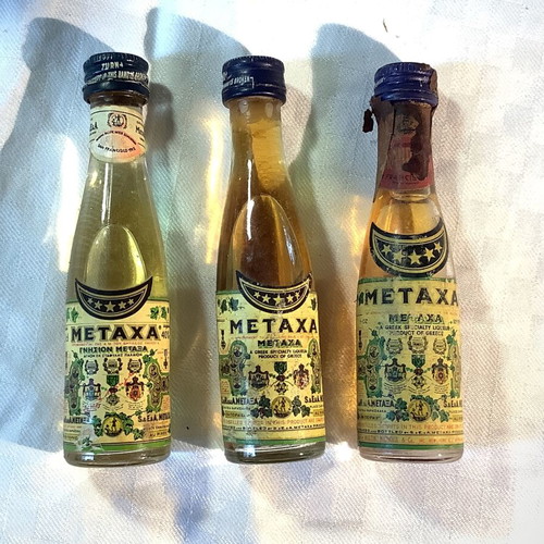 Metaxa miniatures used, set of 10 different bottles