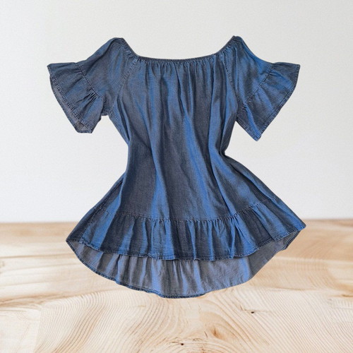 Long blouse used, 100% cotton, blue, size M-L