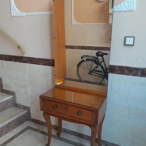 Queen Anna style vanity table used, walnut wood