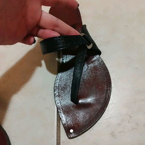 Leather sandals size 36 like new, black with buckle
