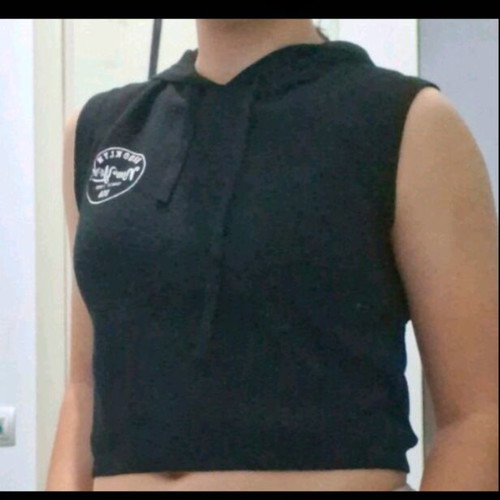 Bershka Crop Sleeveless Hoodie Like New Black
