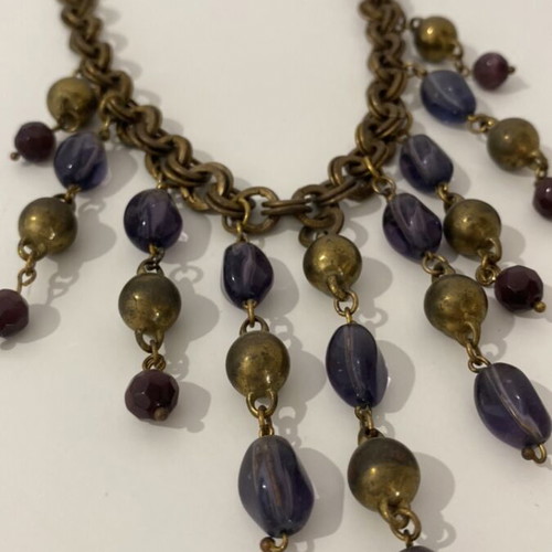 Handmade necklace purple/bronze like new