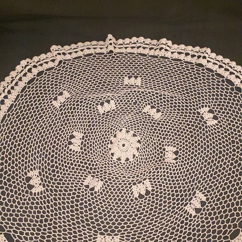 Handmade knitted doily used 55 cm