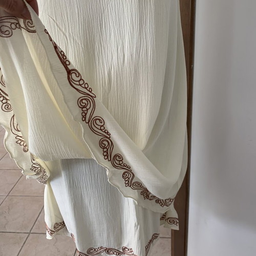 Dress with embroidery new, viscose, ivory color, size M