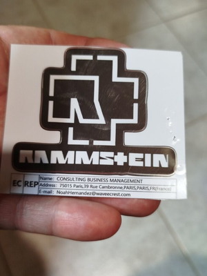 Rammstein vinyl sticker new, medium size, UV protected