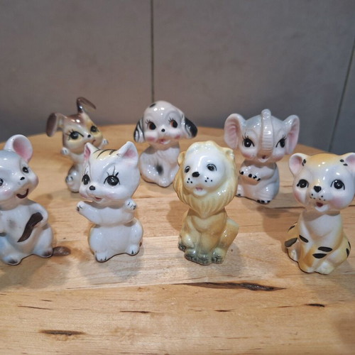 Vintage miniature animal figurines 7 pcs, bone China Japan, like new