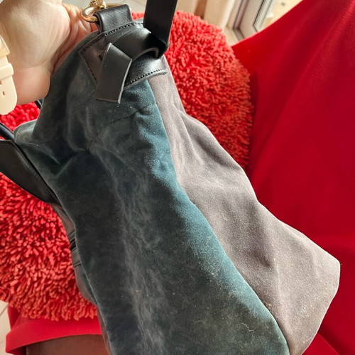 Achilleas large shoulder bag suede real leather like new gray green