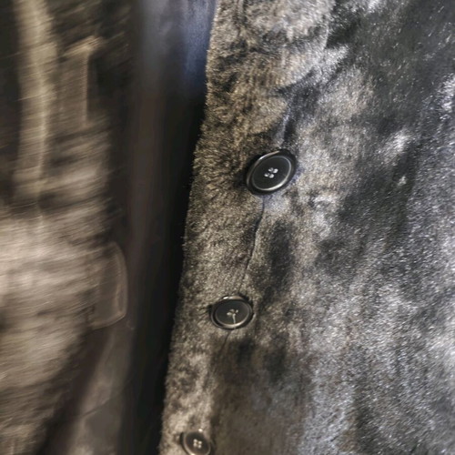 Synthetic fur coat used L/XL black