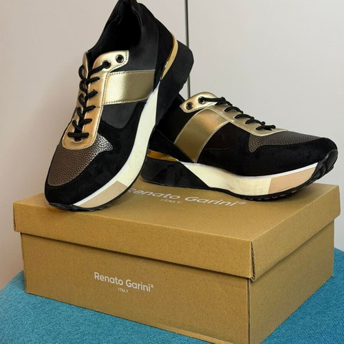 Renato Garini women's sneakers size 38 like new, black with gold