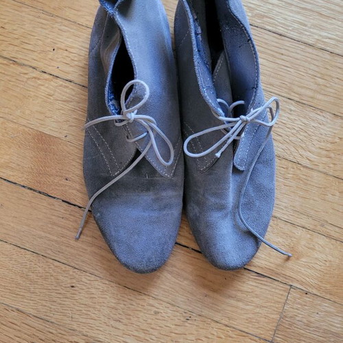 Leather shoes used, grey, lace-up, size 41