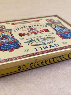 Kyriazi Frères metal cigarette tin Cairo used